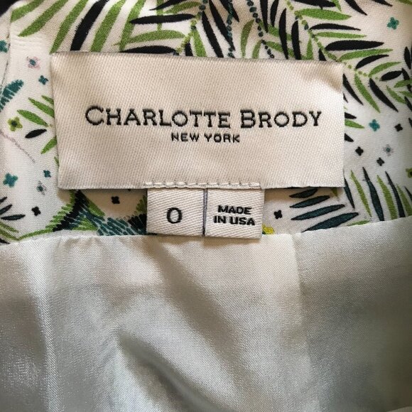 Charlotte Brody Tiered Mini Skirt Womens 0 Green White Floral High Rise Silk - Picture 4 of 8